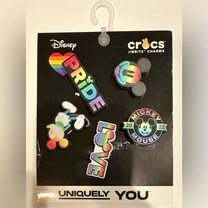Crocs Jibbitz Charms Disney Mickey Rainbow Pride LGBTQ+ Shoe Charm Set of 5 New